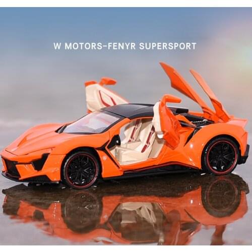 Hot scale 1:24 wheel w motor Lykan Fenyr Supersport metal model diecast car pull back toy colleciton with light and sound
