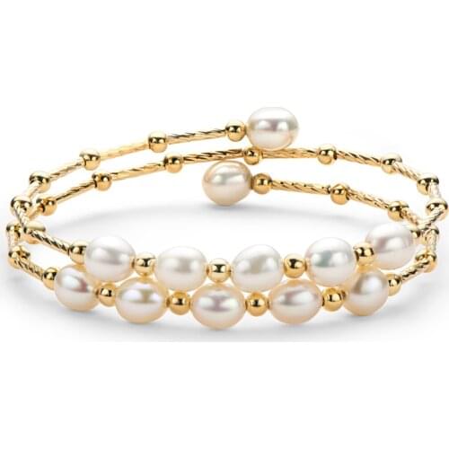 Lnngy 2020 New fashion 14k gold filled charm bracelet for women 100% natural freshwater pearl twisted bracelet elegant gifts