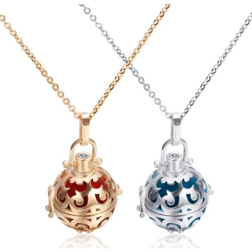 Fashion Jewelry 316L Stainless Steel chain Chime Bells Round Cage Angel Necklace For Women Jewelry
