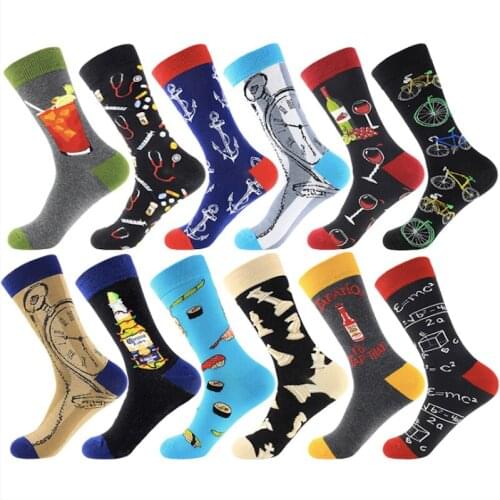 Men‘s Crew Socks Cotton Funny Socks For Man Novelty Casual Dress Socks Colorful Happy Socks Streetwear Patterned Long Socks Men