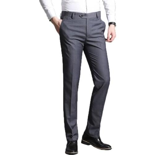 Men Suit Pants Summer Dress Pants Men Straight Business Office Trousers Mens Formal Pants Classic Black Grey Dress Trousers Man