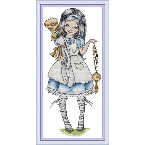Alice Drawing Pattern Cross Stitch Set 11CT DMC Canvas Print 14CT Cross Stitch Embroidery Kit DIY Gift Home Wedding Decoration