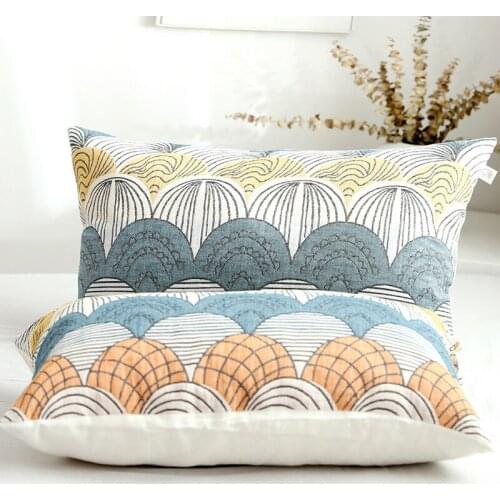 2pcs Japanese Style 100% Cotton 3 Layer Gauze Button Pillowcase Cushion Cover Retro Apollo Home Decor Accessories Pillow Cases