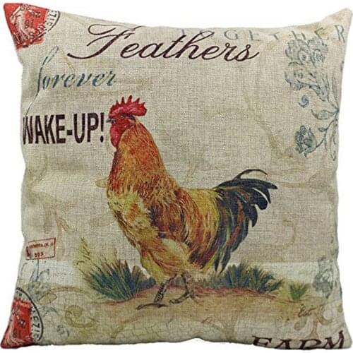 1PCS 45x45cm Pillowcase Cotton And Linen Cock Animal Pattern European Vintage Home Pillow Cover Home Pillowcase