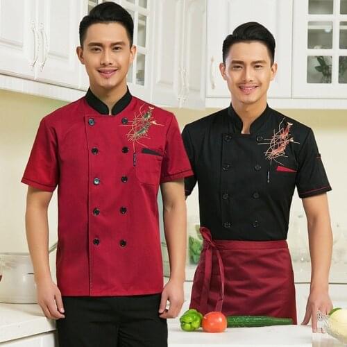 New Arrival Hotel Chef Wear Female Short Sleeved Jacket Lady Restaurant Work Wear Male Chef Uniform Work Clothes B-6005