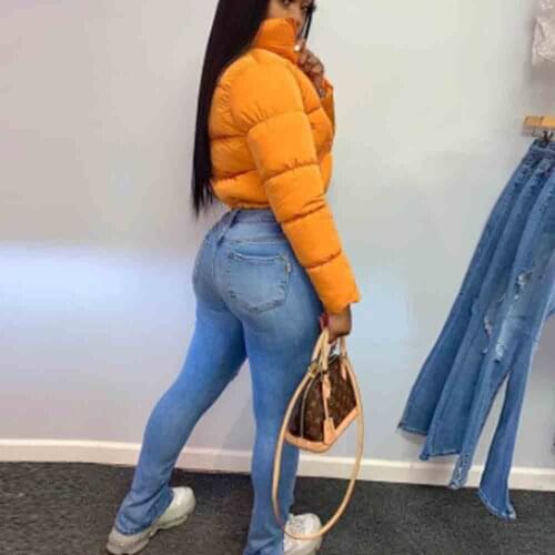 Solid Women Coat 2020 Hot Body-Shaped Chilly Parkas Autumn Winter Zipper Pocket Cotton-Padded Thick Jacket Female Outfits