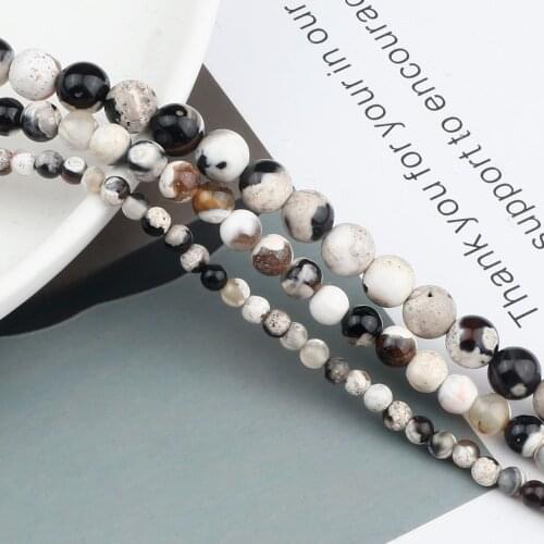 Wholesale 4 6 8MM Natural Stone White Fire Agate Loose Round Bead For Women Man DIY Necklace Bracelet Fashion Jewelry Making Box