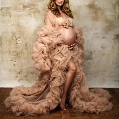 Prom Dresses Outfit Pregnant robe de soiree Champagne Lush Evening Gowns Pleats Tiered abiye Abendkleider Long Evening Dress Bow