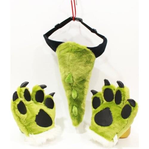 Children Performance Props Simulation Tiger Tail Claw Ear Plush Doll Lion Panda Dinosaur Leopard Giraffe Toy Gala Birthday Gifts