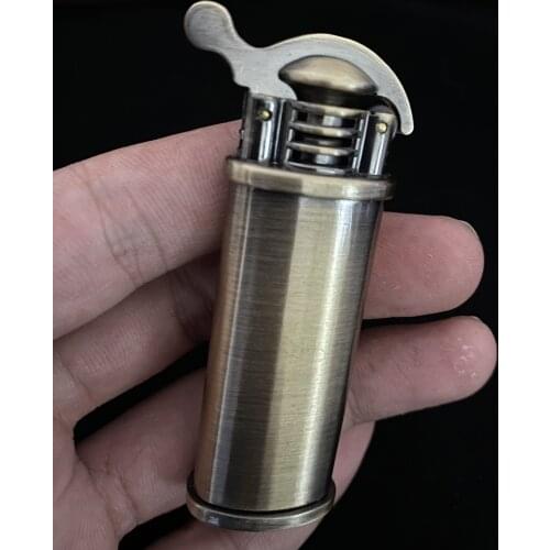 Retro Free Fire Flint Lighter Grinding Wheel Flint Brass Kerosene Compact Lighter Cigarette Gasoline Windproof Gadgets For Men