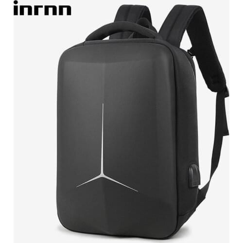 Inrnn Fashion Men USB Charging Backpack 15.6 inch Laptop Backpacks Hard Shell Schoolbag for Teenager Waterproof Male Travel Bag