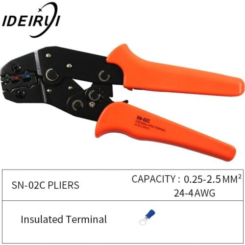 SN-02C 0.25-2.5mm 24-4AWG Mini european style Crimping Pliers Electrical Wire Terminals Crimper Tools For insulated terminals