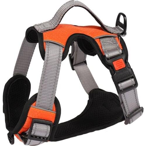 Reflective Nylon Large Dog Harness With Handle Adjustable No Pull Big Dog Harness Training Vest dog supplies