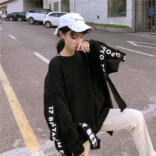 Loose long sleeve High Street Harajuku Punk Spring Clothing Sweatshirts Korean streetwear girls tees Kpop Fashion Females Tee