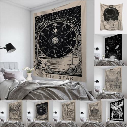 Tarot Card Tapestries Sun Star Moon Tapestry Wall Hanging Blanket Yoga Mat Home Decor Mat 95X73 CM Faroot New
