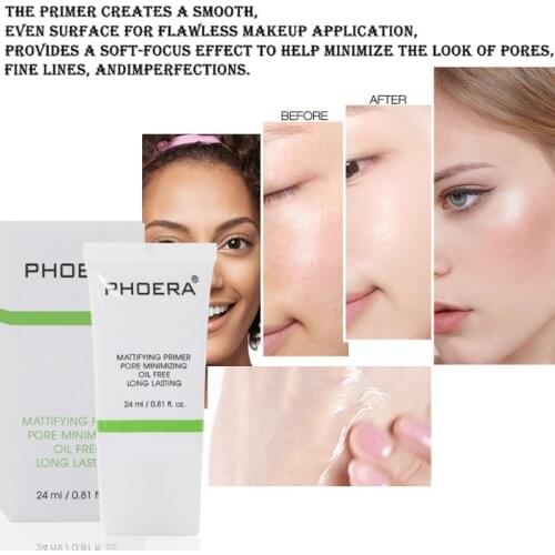 PHOERA Primer Control lasting oil moisturizing makeup transparent milk pore shrink cream 24ml Essence of Facial primer make up/T