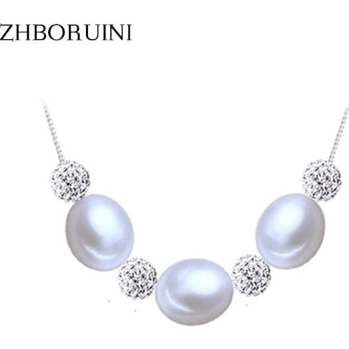 ZHBORUINI Big High Quality Pearl Jewelry Crystal Ball Drop-shaped Natural Pearls 925 Sterling Silver Jewelry Pendants For Women