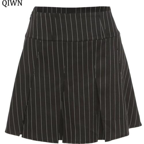 Office Lady Black Striped Skirt Women Autumn Street Fashion High Waist Pleated Mini Skirt Casual Sexy Harajuku Girl Clothing