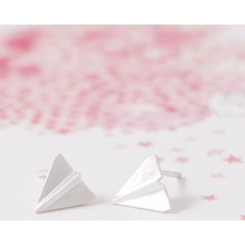 Jisensp Fashion Accessories Origami Plane Stud Earrings For Women Brincos Simple Elegant Cute Jewelry Wholesale Female Bijoux