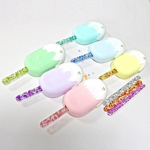 10pcs Colorful Ice Cream Sticks Acrylic Cake Topper Gold Mirror Stick for Birthday Party Ice Cream Crafts Decorations