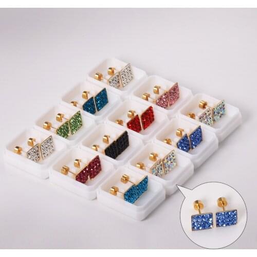 12 Pairs Square Geometry Ladies/Girl 316L Stainless Steel Anti-allergy Punk Ear Stud for Party Jewelry Accessories Wholesale