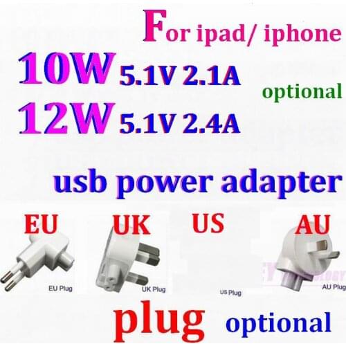 400Pcs 2.4A 2.1A 12W 10W USB Power Adapter AC home Wall Travel Charger EU US AU UK plug For iPad pro air Mini iphone X 8 samsung