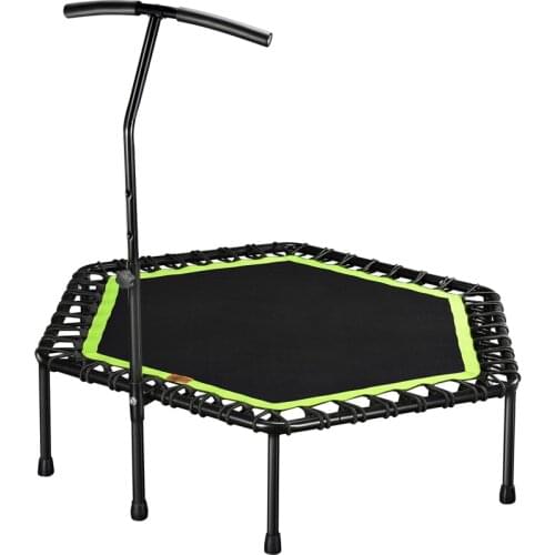 Silent Mini Trampoline with Adjustable Handle Bar Fitness indoor Trampoline Bungee Rebounder Jumping Cardio Trainer Workout