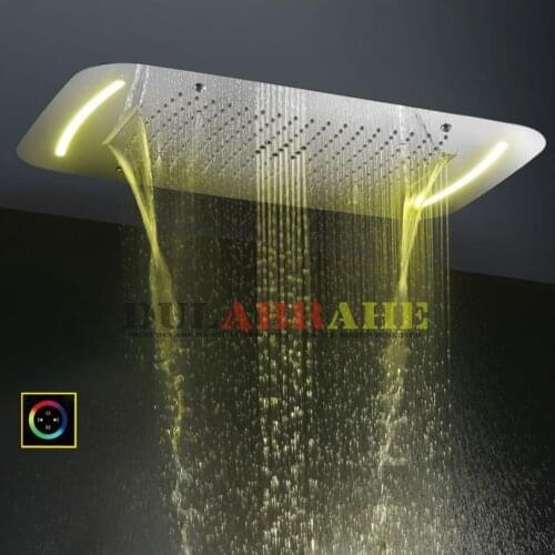 Contemporary Style Large Bathroom Shower Head Touch Panel 100V~240V Alternating Current LED Bathroom Top Shower Set