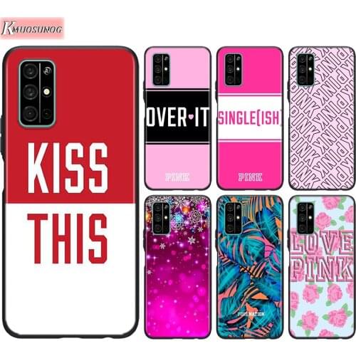 Black Cover Cute Letter PINK Lucky Number for Huawei Honor 30 20S Pro 10i 9C 9A 9S 9X 8X 10 9 Lite 8 8A 7A Pro Lite Phone Case