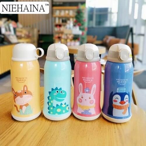 600/400ml Kids Cartoon Drinking Bottles Double Layers 316 Stainless Steel Water Thermos Children Insulated Cups Portable Home Sc