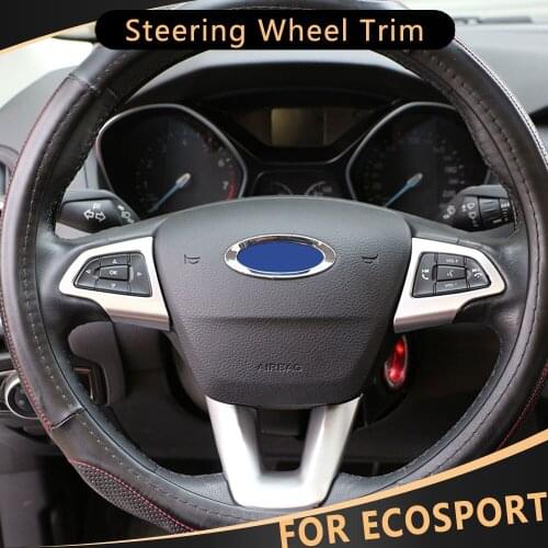 For Ford Ecosport 2018 - 2021 ABS 3Pcs Car Steering Wheel Trim Decoration Protective Sticker Cover Interior Accessories