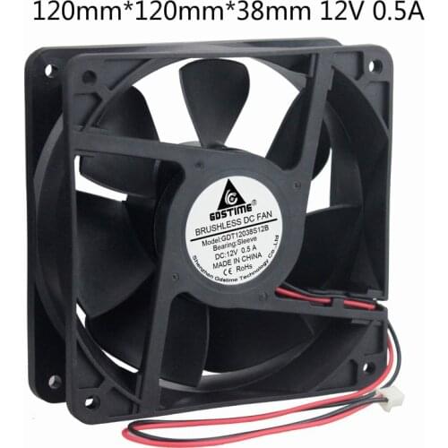 Gdstime 100 pcs 120*120*38mm Motor Radiator DC 12V 120mm Computer Case 12cm Cooler PC Cooling Fan 120mm x 38mm Two Wires