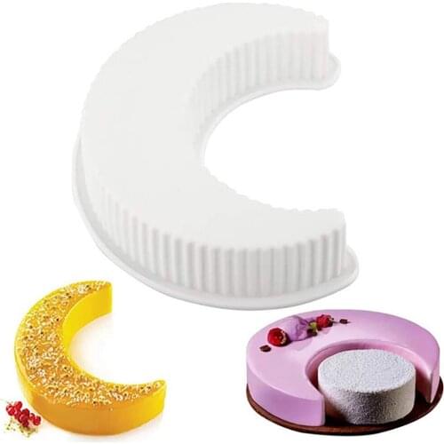 Eid Mubarak 3D Moon Shape Silicone Mold Moon Mousse Cake Mold Dessert Mould Cake Decorating Tools Bakeware Cake Tools Kitchen
