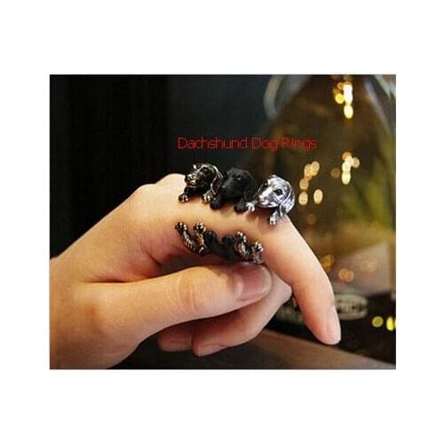 Drop shipping-3D Retro Dachshund Dog Ring