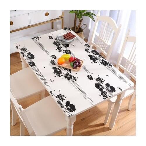 Hot Sale Black Flower Branch PVC Table Mat For Kitchen Dining Table 1.0mm Thick Oilproof Table Covers Protector Desk