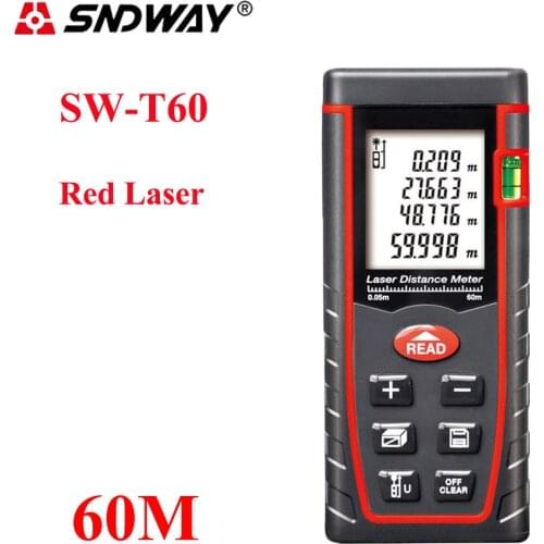 SNDWAY Laser Distance Meter 60M Laser Rangefinder Trena Laser Bubble Level Range Finder Building Measure Tape Tester Tool