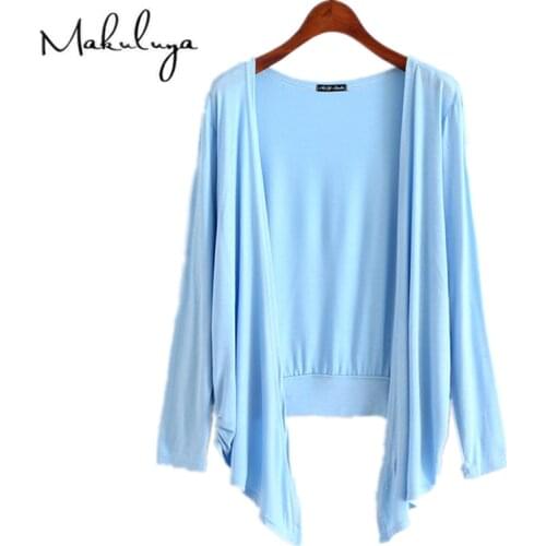 Makuluya Spring Autumn summer women cardigan thin modal candy color long outerwear sunscreen larg size Irregular shawl coat QW