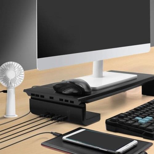 Multi-Function Base Holder Desktop Monitor Stand Computer Screen Riser USB 2.0 Charging Laptop Stand LaptopBase Storage Rack