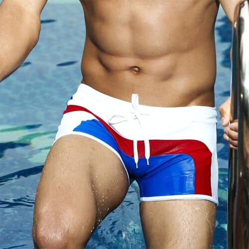 Fashion Mens Swimming Trunks Low Waist Sexy Beach Boxer Briefs European And American Color Matching Beachwear Summer Beach Surf