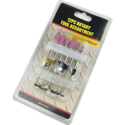 12pc grinding head set bullet pointed spherical cylindrical bullet pointed grinding head steel wire derusting polishing brush