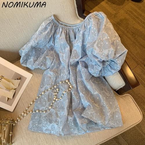Nomikuma 2021 New Puff Sleeve Floral Blouse Tops Causal O-neck Woman Doll Shirt Summer Korean Sweet Blusas Mujer De Moda 6K200