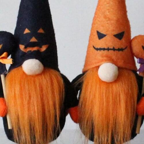New Halloween Decoration Supplies Dwarf Doll Pumpkin Faceless Doll Decoration Mini Plush Dwarf Fun Design Cute Elf