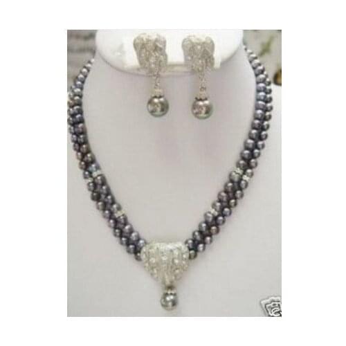 Charming crystal pearl pendant necklace earring