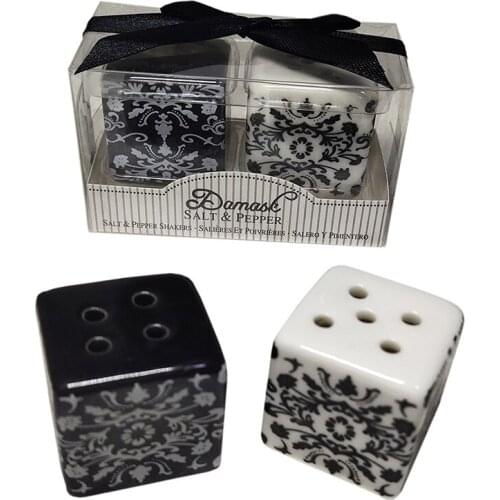 Wholesale 50pairs(100pcs)/lot Ceramic Spice Jar Bottle Damask Salt and Pepper Shakers Wedding Door Small gifts