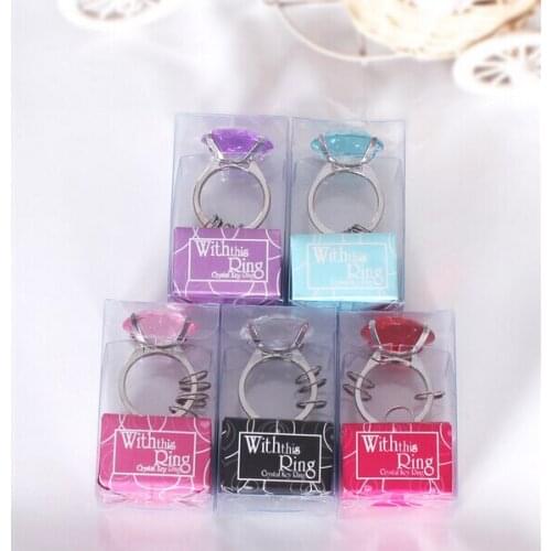 Wholesale 90PCS/LOT Round-shape/ Heart-shape Diamond Ring Key Chain Accessorie Wedding Gift