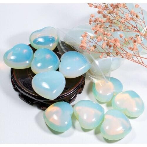 4pcs Charms Opal heart crystal stone Healing Chakra Gemstone for home decor 30mm