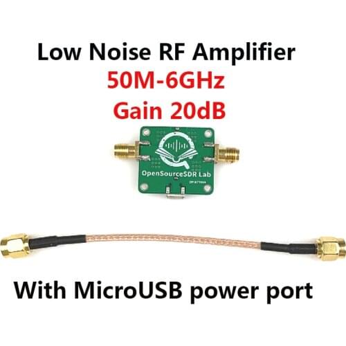 50M-6GHz Low Noise RF Amplifier Ultra Wideband Gain 20dB MicroUSB Power Supply