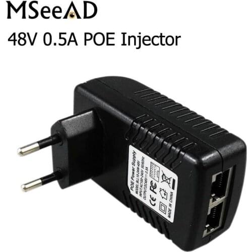 RJ45 Monitoring Cctv 48 V 0.5A 24 Watt POE Wall Plug Poe Injector Ethernet Adapter Ip Camera PoE Phone Power Supply US Eu plug