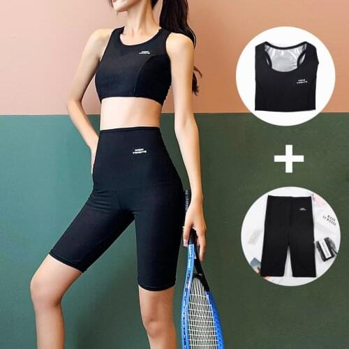 Running sports sweat suit womens full coating abdominal high waist hip lifting Fitness Yoga sweat vest two piece set