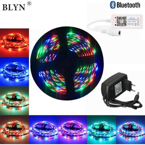 WIFI Bluetooth RGB LED Strip 12V Flexible Diode Tape 5M 10M Waterproof Ribbon Smart Phone Control Alexa Google Assistant Adapter